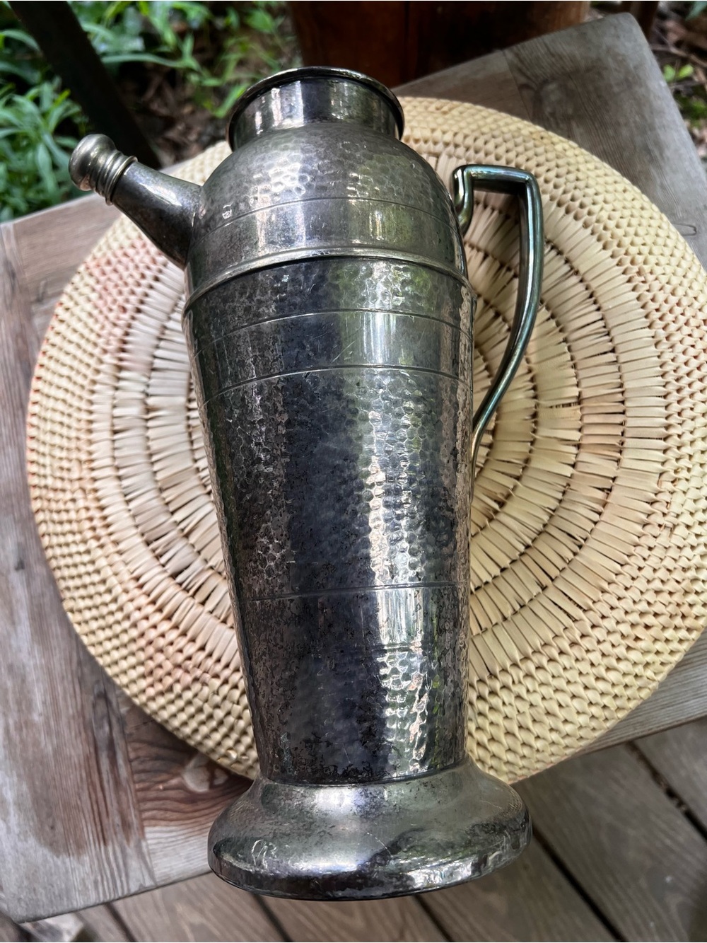 Vintage 1930s Keystonewear Art Deco Hammered EPNS Cocktail Shaker / Pitcher